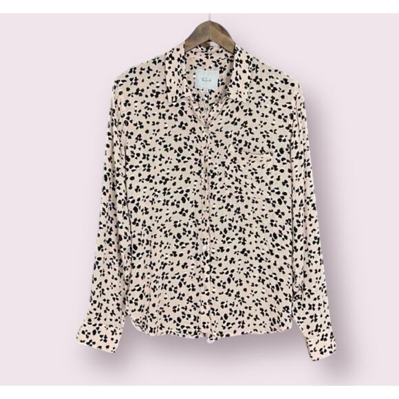 Rails Anna Rose Pink Black Cheetah Long Sleeve Button Front Shirt Blouse S 2 4 - Picture 7 of 14